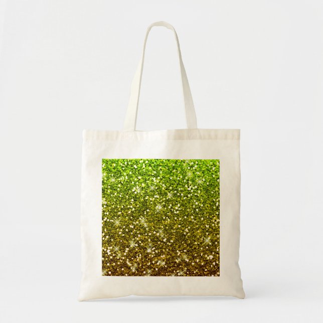Shimmering Light Green Gold Glitters Tote Bag (Front)