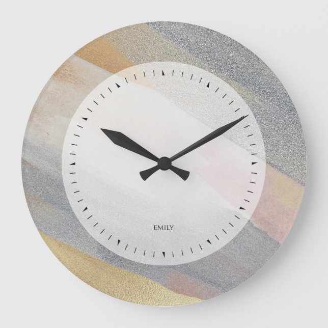 Shimmering look brushstrokes large clock (Front)