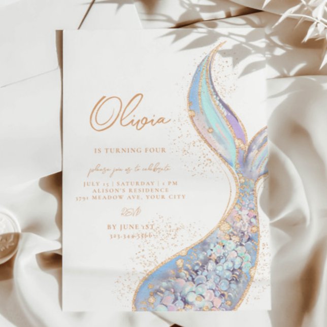 Shimmering Mermaid Tail Birthday Invitation (Creator Uploaded)