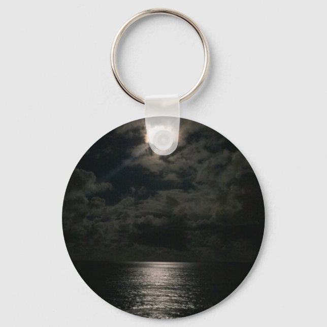 Shimmering Moon Light Reflecting On The Ocean Key Ring (Front)