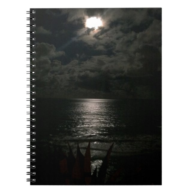 Shimmering Moon Light Reflecting On The Ocean Spiral Notebook (Front)