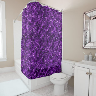 Shimmering Ocean Glamour Purple Glitter Shower Curtain