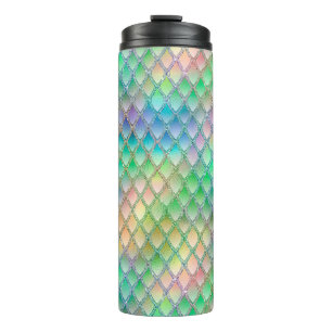 Shimmering Pastel Rainbow & Glitter Dragon Scales Thermal Tumbler
