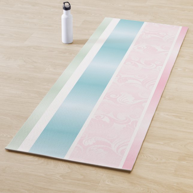 Shimmering Pastel Vertical Stripes Yoga Mat (In Situ)