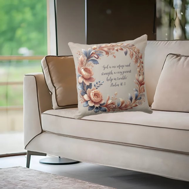 Shimmering Peach and Blue Customisable Bible Verse Cushion (Creator Uploaded)