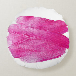 Shimmering Pink Foil: Watercolor Abstract Round Cushion