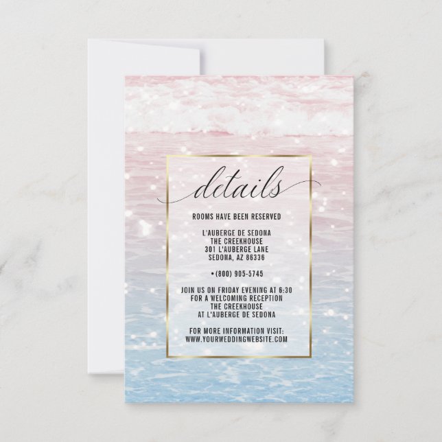  Shimmering Pink Ocean Waters Details Card  (Front)