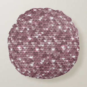 Shimmering Pink Sequined Fabric Texture Round Cushion