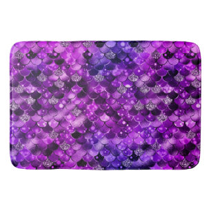 Shimmering Purple Ocean Glamour Mermaid Scales Bath Mat
