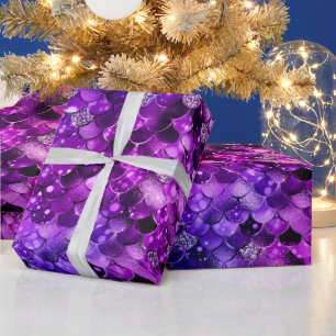 Shimmering Purple Ocean Glamour Mermaid Scales Wrapping Paper
