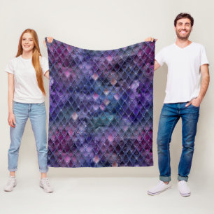 Shimmering Purple Ombre & Glitter Dragon Scales Fleece Blanket
