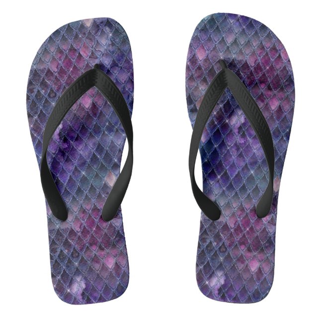 Shimmering Purple Ombre & Glitter Dragon Scales Jandals (Footbed)