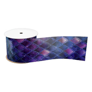 Shimmering Purple Ombre & Glitter Dragon Scales Satin Ribbon