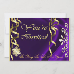 Shimmering Purple Soiree New Years Eve Invitation