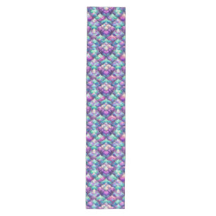 Shimmering Purple Teal Mermaid Tail Scales Medium Table Runner