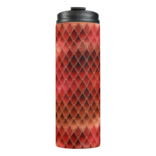 Shimmering Red Ombre Glitter Dragon Scales Thermal Tumbler