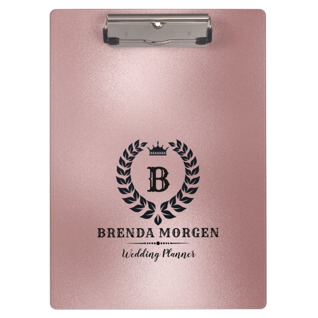 Shimmering Rose-gold Background Laurel Wreath Clipboard (Front)