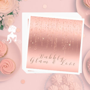 Shimmering Rose Gold Confetti Cascade Napkin