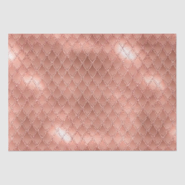 Shimmering Rose Gold Glitter Dragon Scales Tissue Paper (Front)