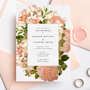 Shimmering Rose Gold Romance Watercolor Wedding