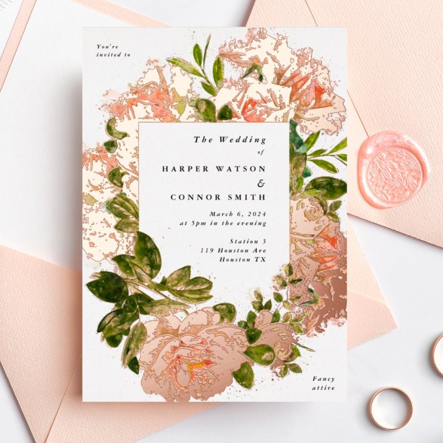 Shimmering Rose Gold Romance Watercolor Wedding (Creator Uploaded)