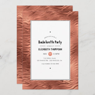 Shimmering Rose Gold Tiger Stripes Bachelorette Invitation