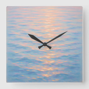 Shimmering Sea - Pastel Painting Style Art Square Wall Clock