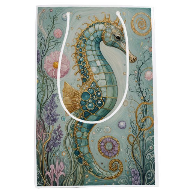 Shimmering Seahorse Sanctuary Medium Gift Bag (Front)