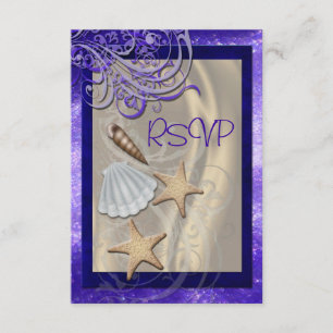 Shimmering Seashell Purple Beach Rsvp Invitation