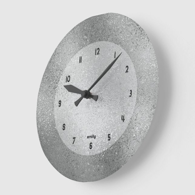Shimmering silver background image texture large clock (Angle)