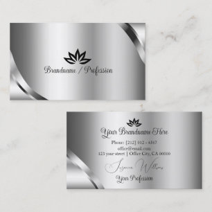 Shimmering Silver Details with Pretty Petals Business Card