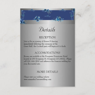 Shimmering Silver Romance: Our Wedding Details Enclosure Card