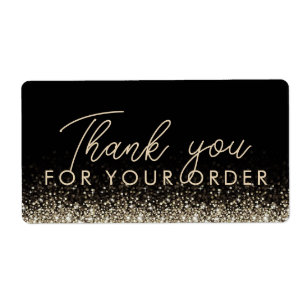Shimmering Silver Star Glitter Thank You Label