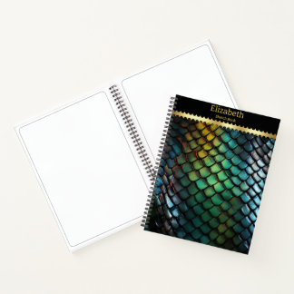 Shimmering snakeskin glows with colours notebook