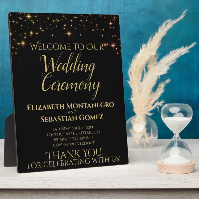 Shimmering Sparkles Wedding Welcome Plaque (Side)