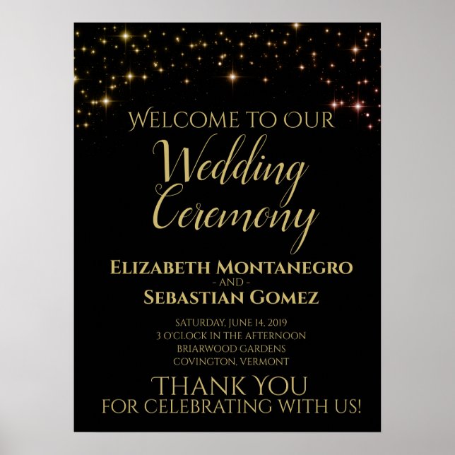 Shimmering Sparkles Welcome to our Wedding Sign (Front)