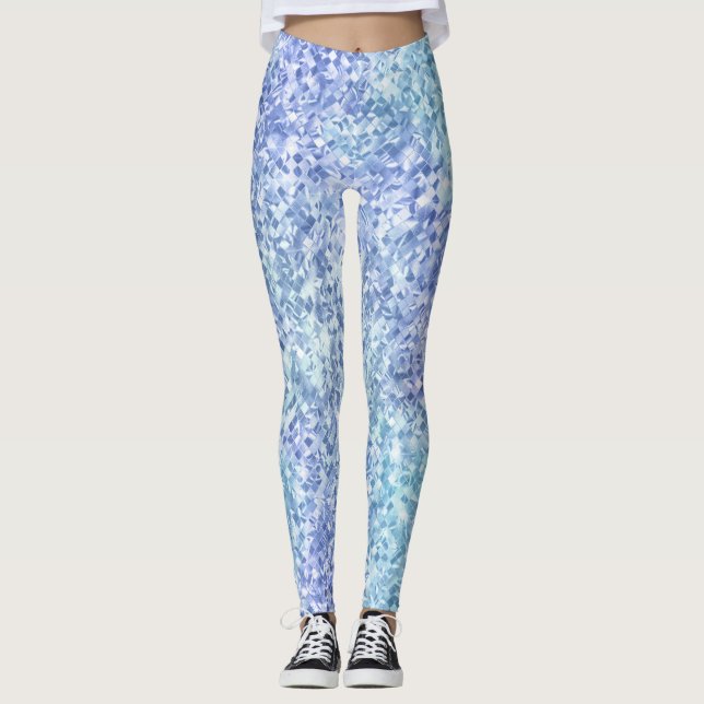  Shimmering Teal Blue and Purple Prism  Leggings (Front)