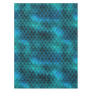 Shimmering Teal & Glitter Dragon Scales Tablecloth