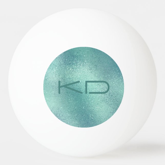 Shimmering turquoise iridescent texture ping pong ball (Front)