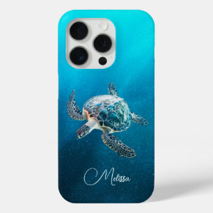 Shimmering Turquoise Sea Turtle   Coastal iPhone 15 Pro Case