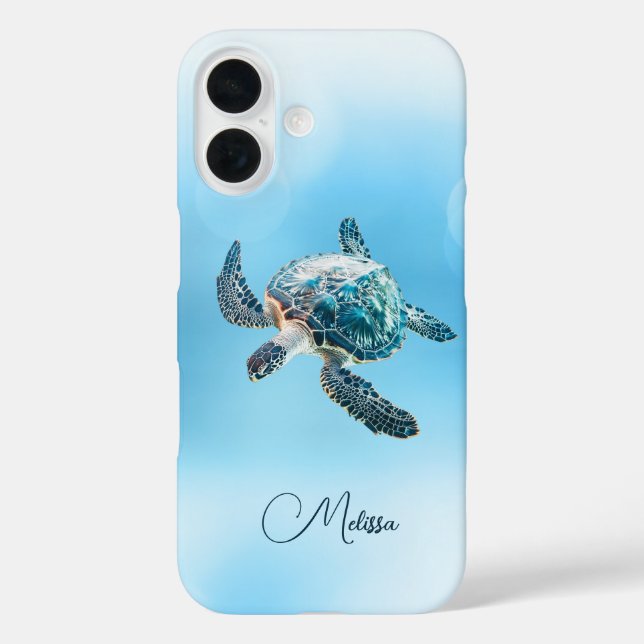 Shimmering Turquoise Sea Turtle | Coastal Case-Mate iPhone Case (Back)