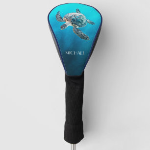 Shimmering Turquoise Sea Turtle Coastal Golf Head Cover