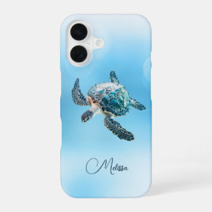 Shimmering Turquoise Sea Turtle Coastal iPhone 16 Case