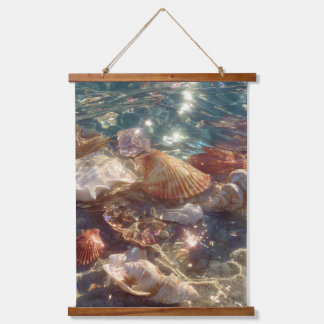 Shimmering Underwater Seashell Treasure Art Hanging Tapestry