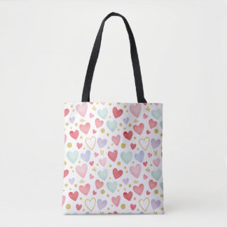 Shimmering Watercolor Sweethearts Tote Bag