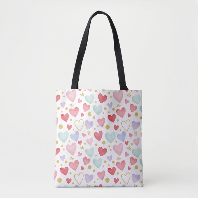 Shimmering Watercolor Sweethearts Tote Bag (Front)