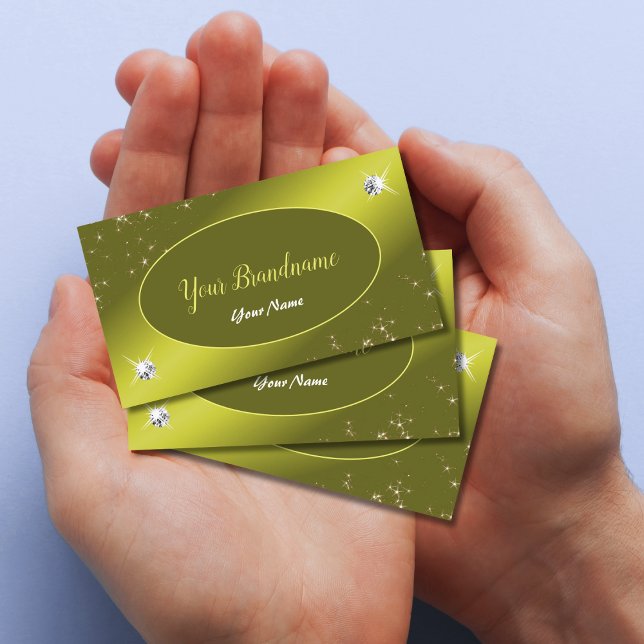 Shimmering Yellow Glitter Stars Jewels Glamourous Business Card (Creator Uploaded)