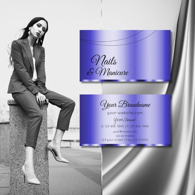 Shimmery Blue Glamourous Modern and Simple Business Card (Creator Uploaded)