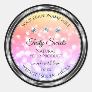 Shimmery Colourful Glitter Product Labels Diamonds