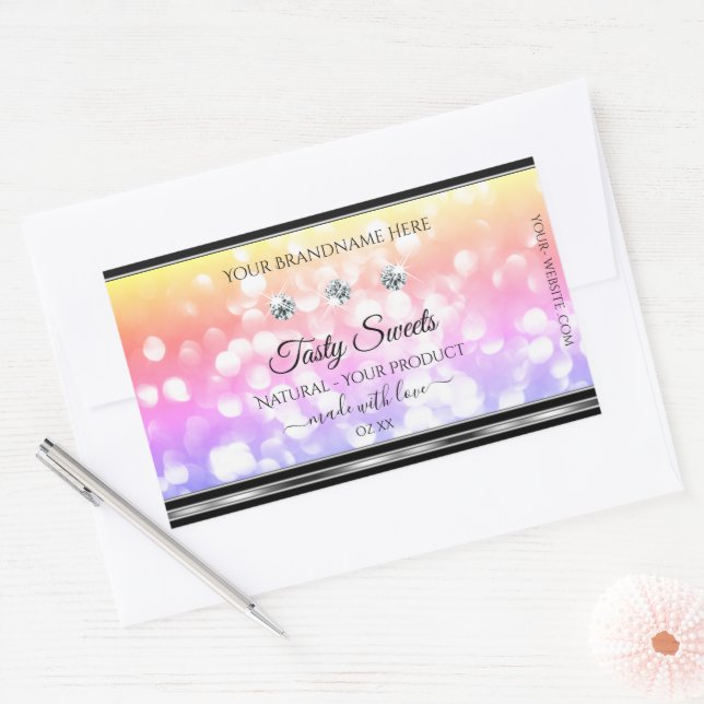 Shimmery Colourful Glitter Product Labels Diamonds (Envelope)